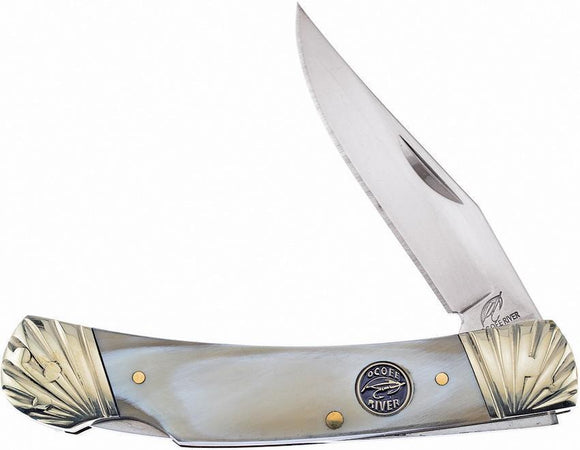 Frost Cutlery Lockback Ox Horn Handle Ocoee River Stainless Folding Pocket Knife