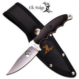 Elk Ridge Fixed Knife 8" Black Pakkawood Plain Edge Stainless Hunter - 542sl