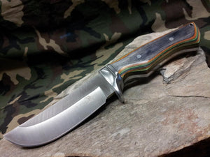 Elk Ridge Fixed Knife 8.4" Overall Plain Multi Color Wood Handle Hunting - 545gw