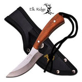 Elk Ridge Fixed Knife 7.6" Maple Burl Wood Recurve Edge Stainless Hunter - 547BW
