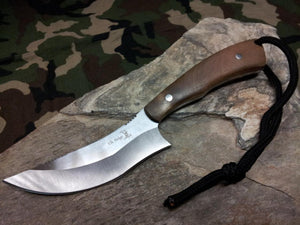 Elk Ridge Fixed Knife 7.6" Maple Burl Wood Recurve Edge Stainless Hunter - 547BW