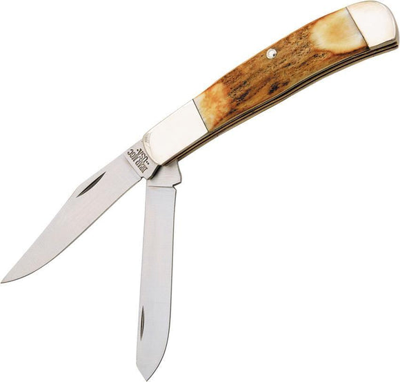 Bear & Son Trapper Genuine Stag Bone Handle Stainless Folding Blades Knife
