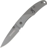 Browning Small Mountain Titanium Framelock Gray Folding Drop Point Blade Knife