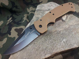 CRKT Crawford Kasper Desert Brown Folding Knife Black Blade Plain Edge - 6773db