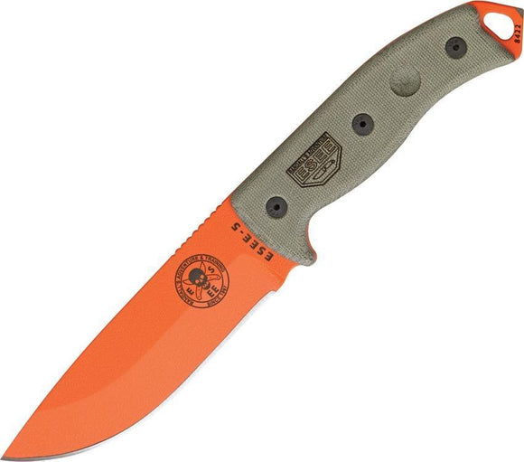ESEE Model 5 Survival Escape Evasion Fixed Orange Blade OD Green Knife