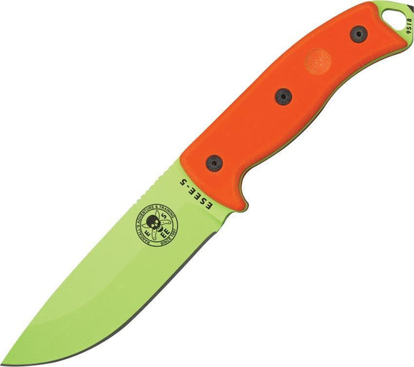 ESEE Model 5 Survival Escape Evasion Fixed Green Blade Orange Handle Knife
