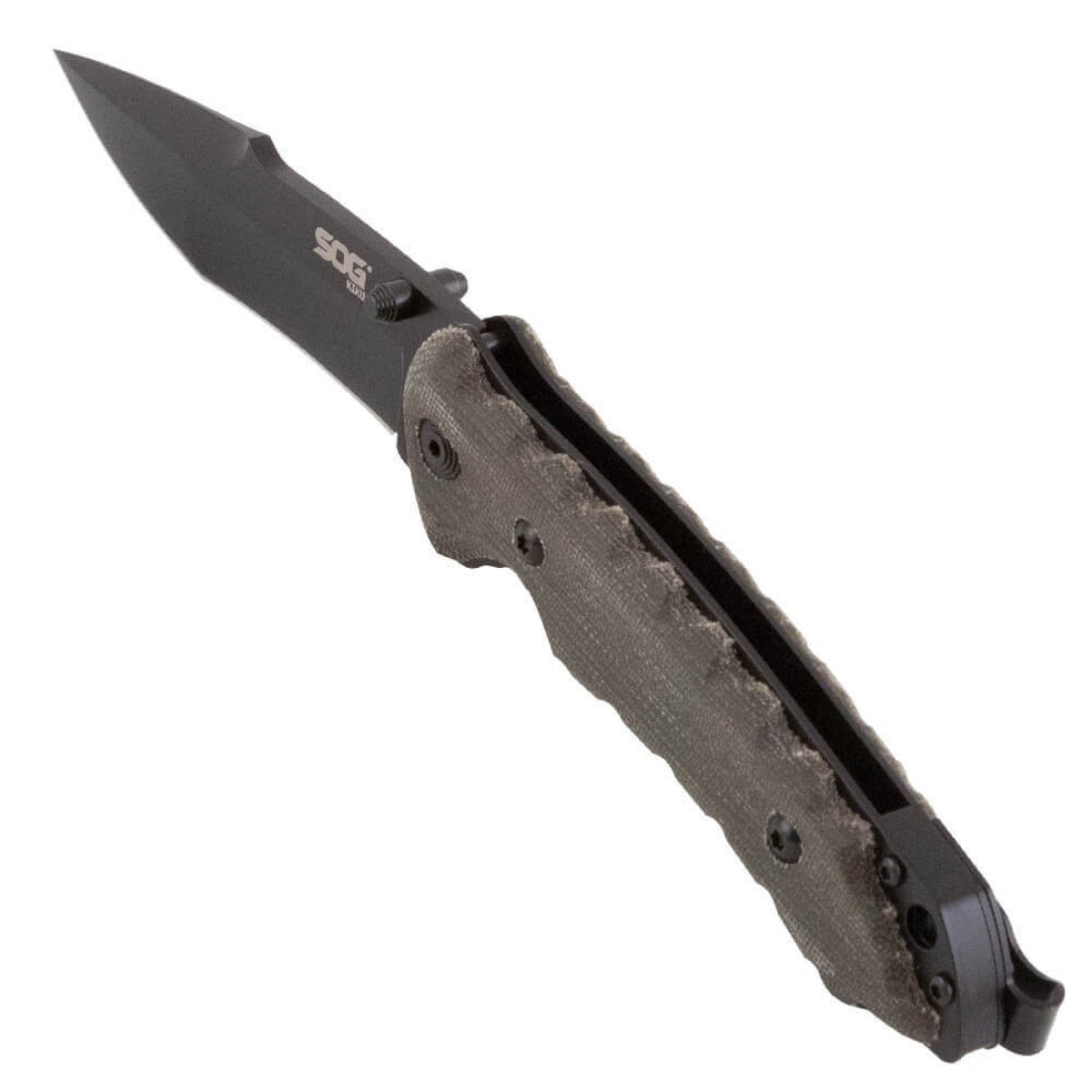 SOG Small Kiku Linerlock Green Black TiNi AUS-8 Tanto Folding Knife KU ...