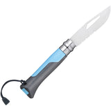Opinel Outdoor Blue No 8 Stainless Folding Knife Combo w/ Whistle 01576