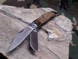Elk Ridge Folding Stockman Gentlemans 3-Blade Pocket Knife w/ Maple Wood - 043bw