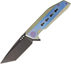 we knife titanium folder green blue