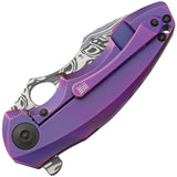 We Knife Purple Damascus Titanium Folding Knife Pocket Folder 605ds