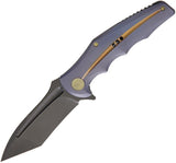 WE KNIFE CO Framelock Blue Titanium Handle Folding Black Tanto Blade Knife