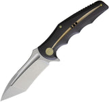 WE KNIFE CO Framelock Black Titanium Folding Stonewash Tanto Blade Knife