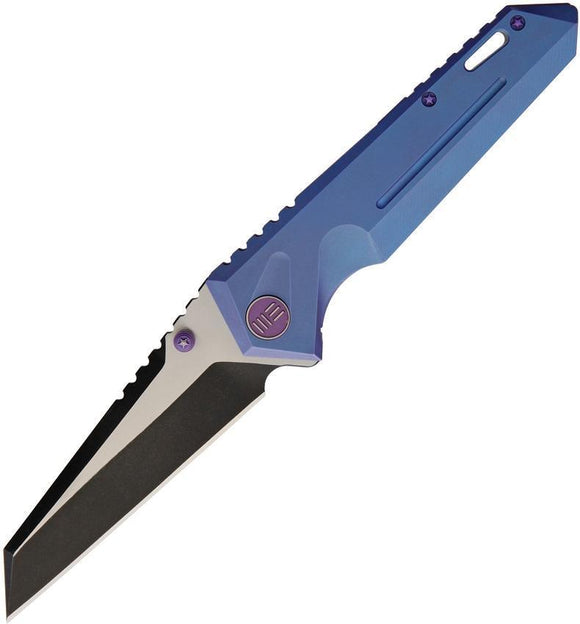 WE KNIFE CO Framelock Blue Titanium Handle Folding Black/Satin Blade Knife