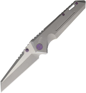 WE KNIFE CO Framelock Gray Titanium Handle Stonewash Satin Folding Knife