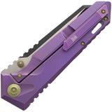 WE KNIFE 9" Reverse Tanto Framelock Purple Titanium Black/Satin Folding Knife Closed