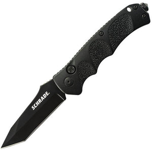 Schrade Extreme Survival Button Lock Folding Blade Black Glass Breaker Knife