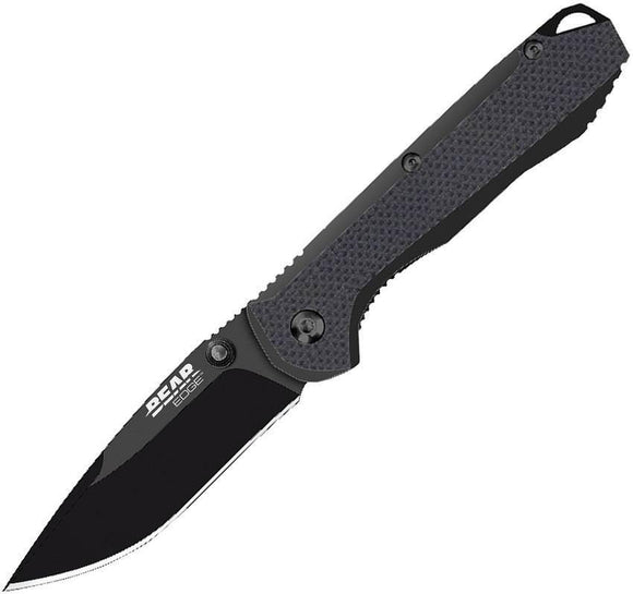 Bear Edge Knives Linerlock A/O Black Finish Folding Blade G10 Handle Knife