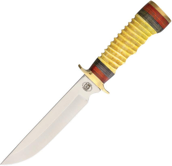 Frost CW Spotted Wolf Skinner Chipaway Fixed Natural Bone Handle Knife