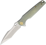 WE KNIFE CO. Framelock Tanto Stonewash Folding Satin Blade Green Knife