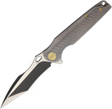 WE KNIFE CO. Framelock Tanto Black Folding Satin Blade Gray Handle Knife