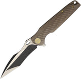 WE KNIFE CO. Framelock Tanto Black Folding Satin Blade Bronze Handle Knife