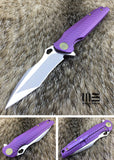 We Knife Framelock Tanto Satin Purple Titanium Folding Pocket Knife 612b