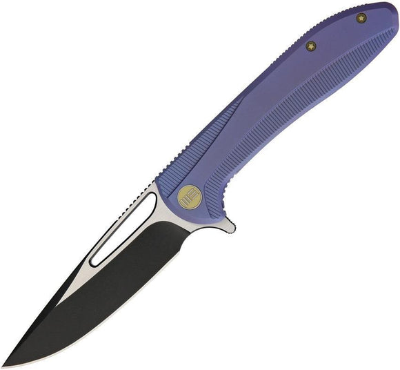 WE KNIFE CO Framelock Blue Titanium Handle Black Satin Folding Blade Knife