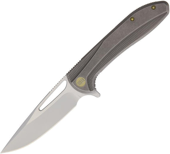 WE KNIFE CO Framelock Gray Titanium Handle Bead Blast & Satin Folding Knife