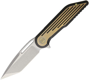 WE KNIFE 7.5" Tanto Black Gold Flipper Folding Pocket Knife Bohler M390