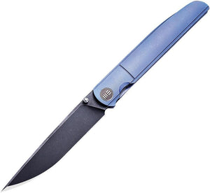 WE KNIFE 8.6" 618 Blue Titanium Sleek Bohler M390 Blackwash Folding Pocket Knife
