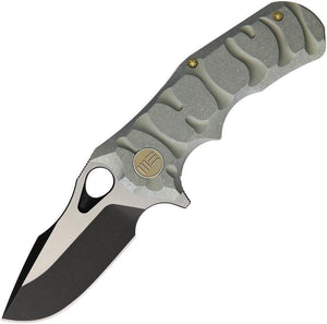 WE KNIFE 7" Green Ti Black Drop Pt Flipper Folding Pocket Knife Bohler M390