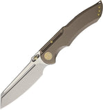 WE KNIFE CO Framelock Bronze Titanium Folding Stonewash Satin Blade Knife
