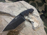 MTech Fixed Neck Knife Full Tang Black G10 Tanto Stonewashed Blade 5"