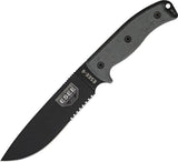 ESEE Model 6 Part Serrated Fixed Blade Black Handle Knife