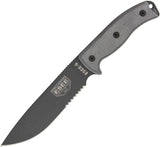 ESEE Model 6 Part Serrated Tactical Fixed Blade Black Handle Knife