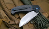 Pena Knives Mini Diesel Framelock Black Carbon Fiber Plain Folding Knife PE14