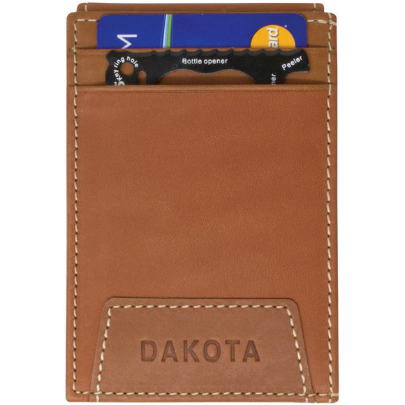 Dakota Slim Magnet ID Card Holder Brown Wallet w/ Wrench Knife Multi-Tool 9129