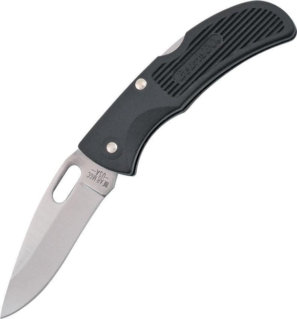 Bear & Son Knives One Hand Opener Lockback Folding Blade Black Handle Knife
