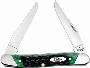 Case Cutlery XX Hunter Green Bone Handle Muskrat Folding Pocket Knife