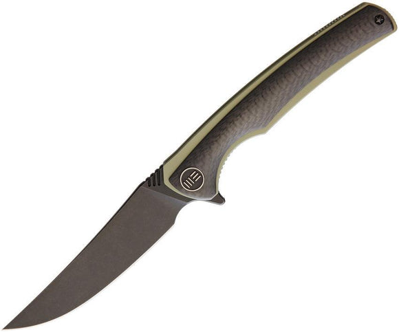 WE KNIFE CO Linerlock Gold Carbon Fiber Titanium Handle Folding Knife