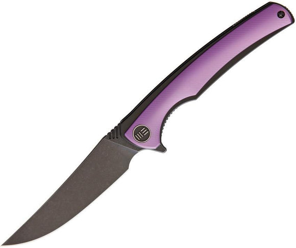 WE KNIFE CO Purple Titanium Handle Bohler M390 Folding Black Blade Knife