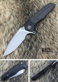 WE KNIFE Nitida Black Titanium/CF Framelock SW Satin Folding Knife 707F