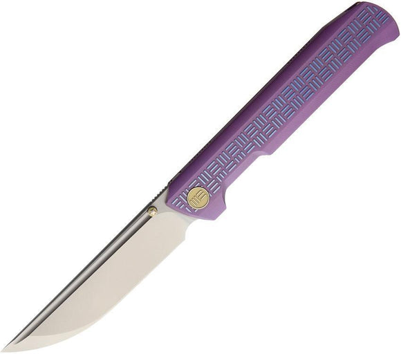 WE KNIFE CO Straight Up Framelock Purple Titanium Handle Folding Knife
