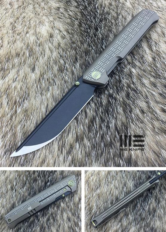 WE KNIFE Co Straight Up Bronze Handle Folding Knife Black EDC Framelock