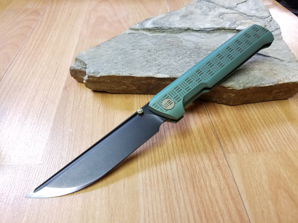 WE KNIFE Co Straight Up Green Handle Folding Knife