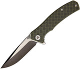We Knife Blitz Framelock Folding Drop Blade Black & Green Handle Knife