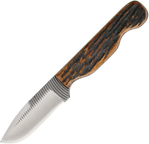 Anza Amber Jigged Bone Handle 7.25" Fixed Blade Knife 