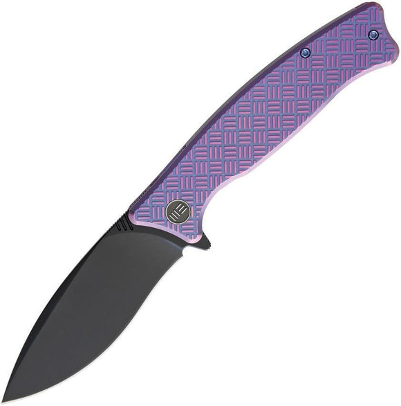 WE KNIFE Co Balaenoptera Purple Handle Black Folding Blade Titanium Knife