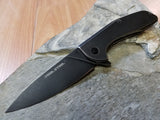 Real Steel E571  Black Knife - Stonewash Flipper Blade - 7132